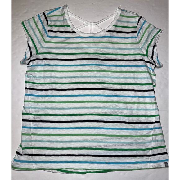 T By Talbots Tee Women’s Plus Size X Supersoft Jersey Open Back Multi Stripe - Picture 5 of 10